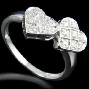 NWOT 0.15 CTW Diamonds•14K White Gold Over Solid Sterling Silver Designer Ring